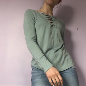 pastel sea foam green long sleeved shirt